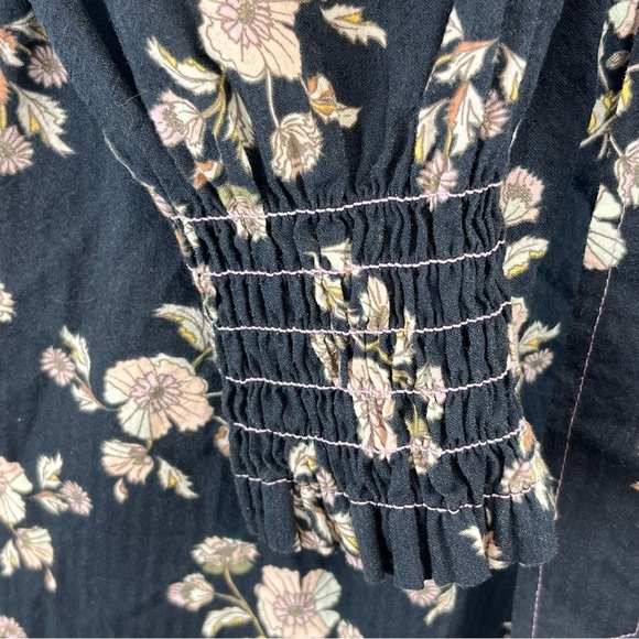 La Vie Rebecca Taylor Floral Camille Shirtdress in Midnight Navy NWT Size M - Picture 7 of 11